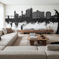 Portland Maine Skyline Black & White Mural Wallpaper - room preview 04