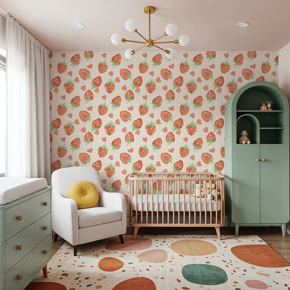 Heartful Strawberries Mural Wallpaper - room preview 04