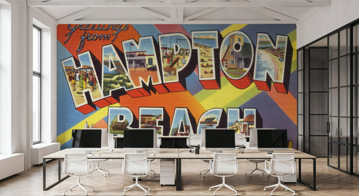 Greetings From Hampton Beach Mural Wallpaper - room preview 04