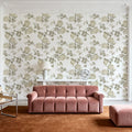 Peony Passion, Khaki on White Mural Wallpaper - room preview 04