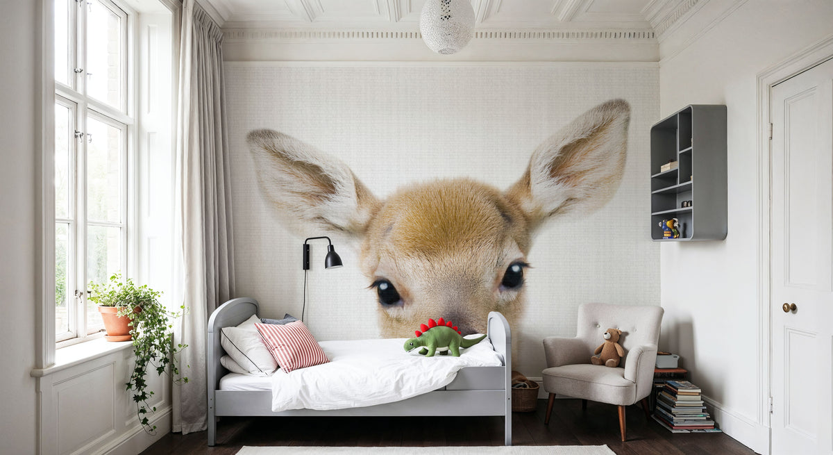 Peekaboo Baby Deer Mural Wallpaper - room preview 04