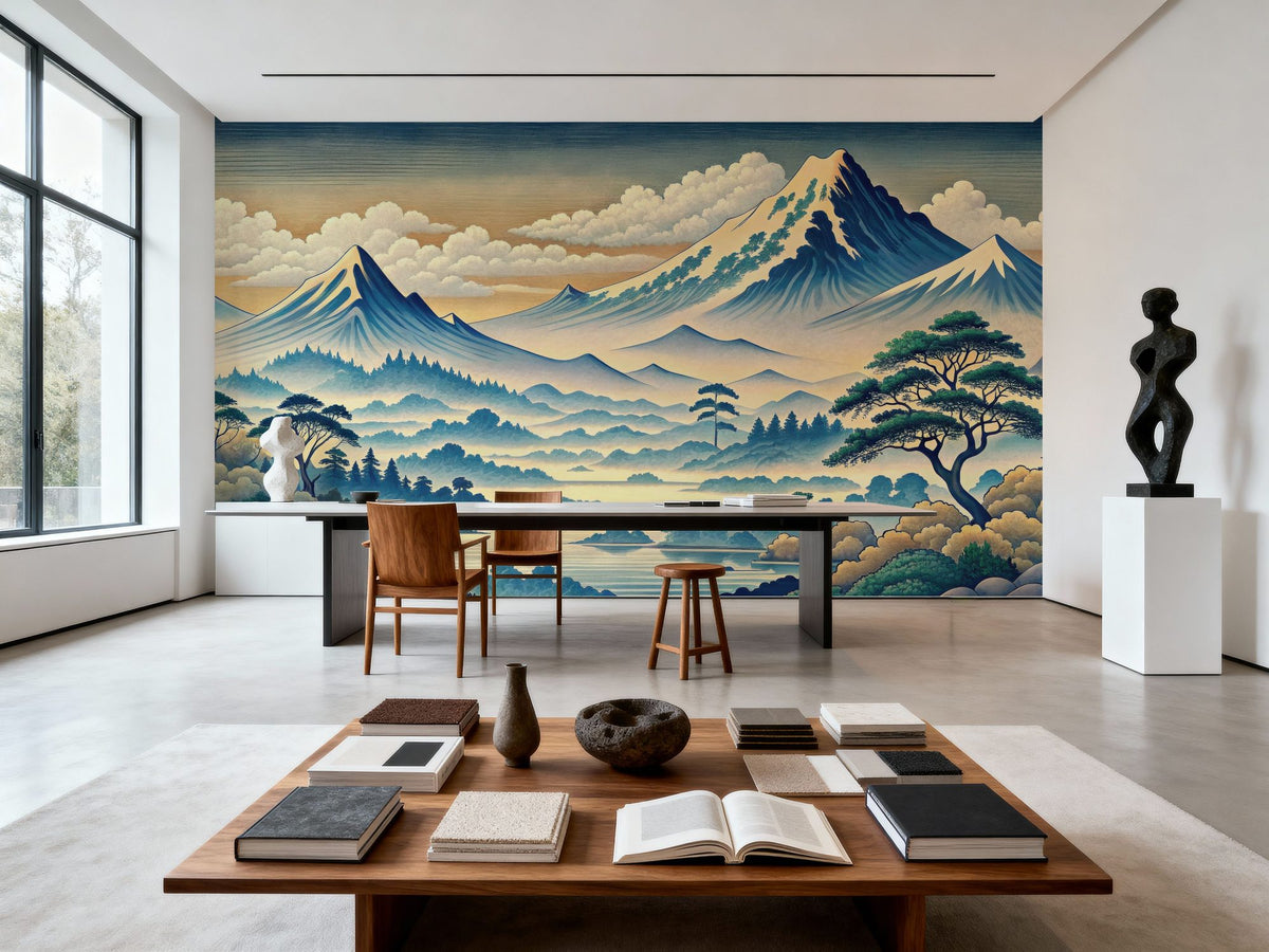Ukiyo-e Mountains Mural Wallpaper - room preview 04