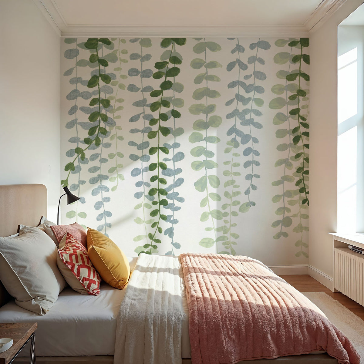 Cascade in Green Mural Wallpaper - room preview 04