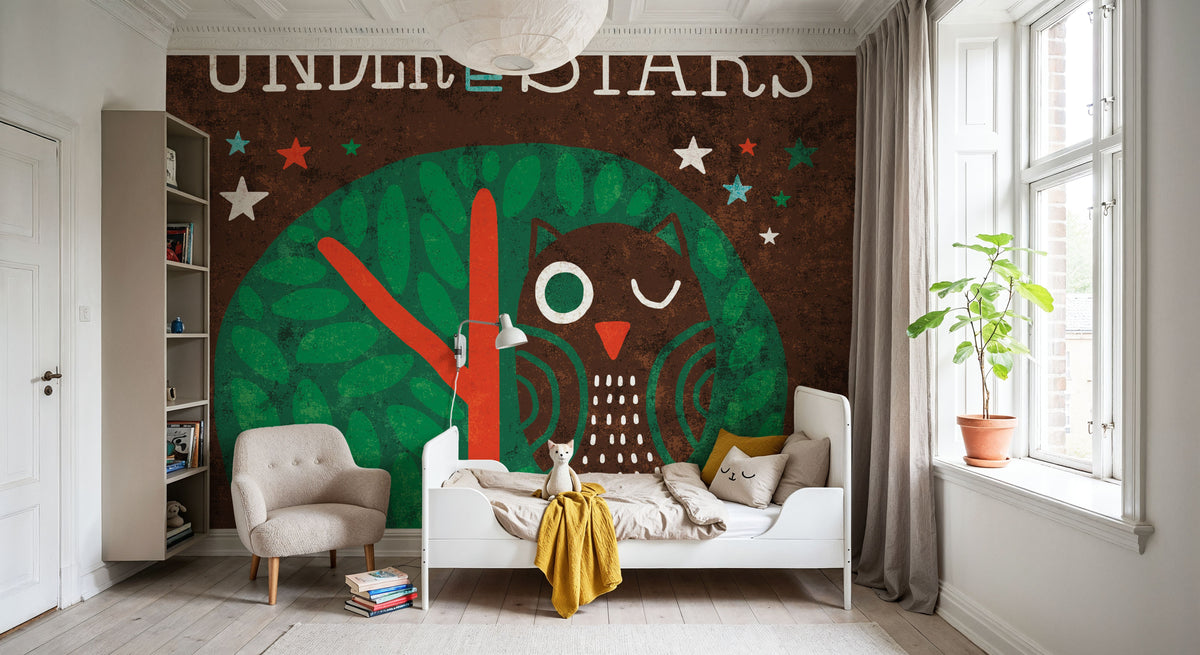Happy Camper Night Owl Mural Wallpaper - room preview 04