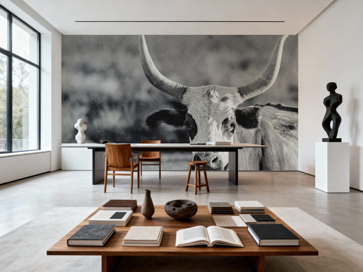 High Desert Herd BW Mural Wallpaper - room preview 04