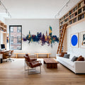 Nantes France Skyline Blue & Bronze Mural Wallpaper - room preview 04