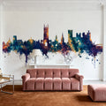 Warwick England Skyline Blue & Bronze Mural Wallpaper - room preview 04