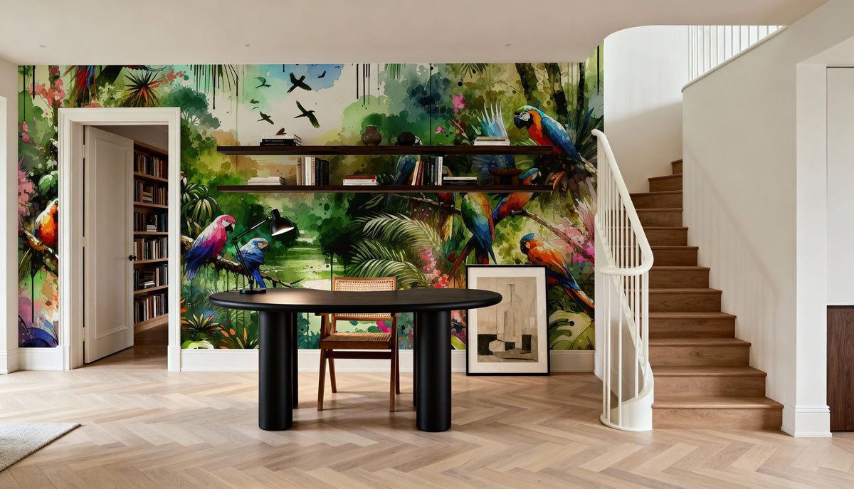 Watercolor Jungle Mural Wallpaper - room preview 04