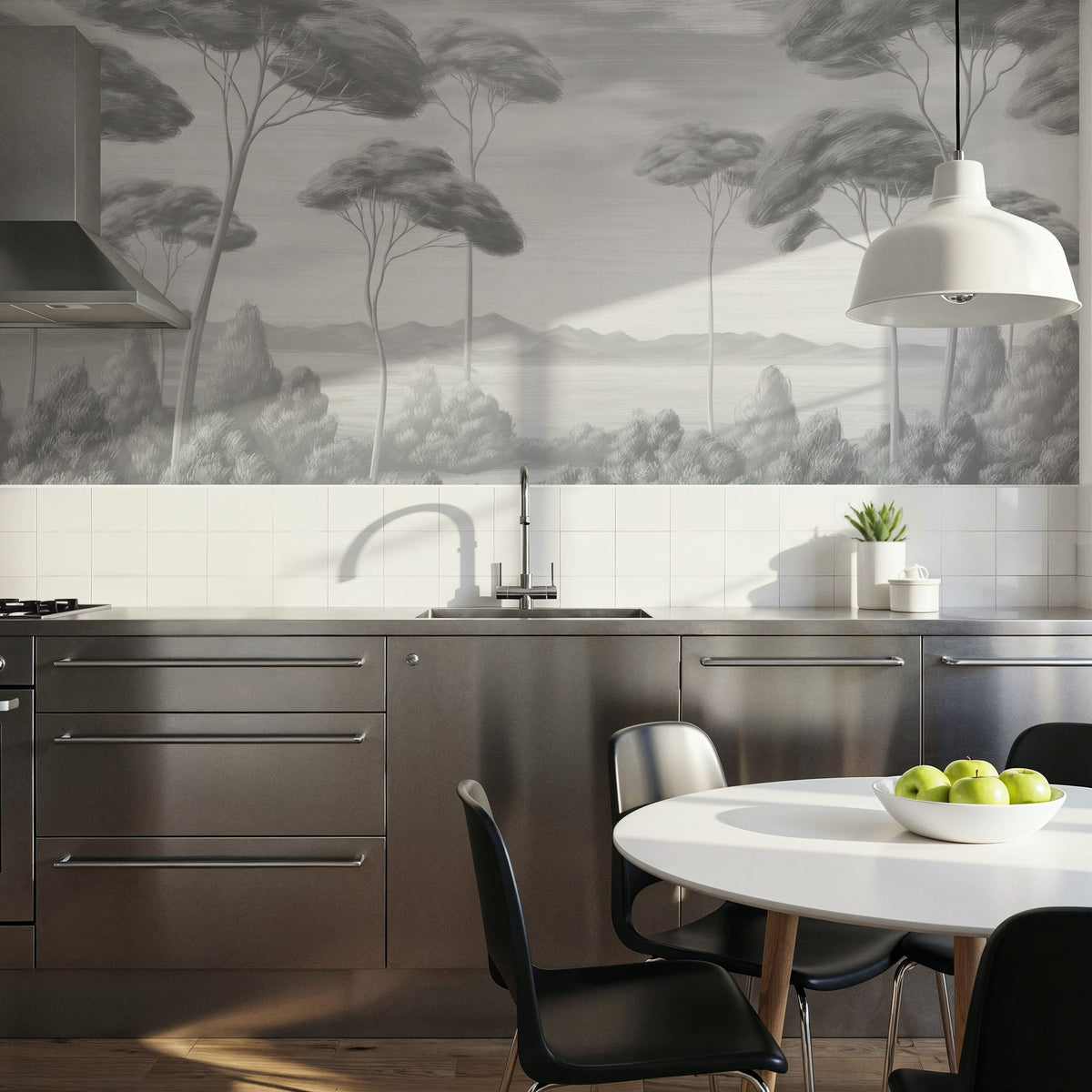Verdant Horizon, Pewter Mural Wallpaper - room preview 04