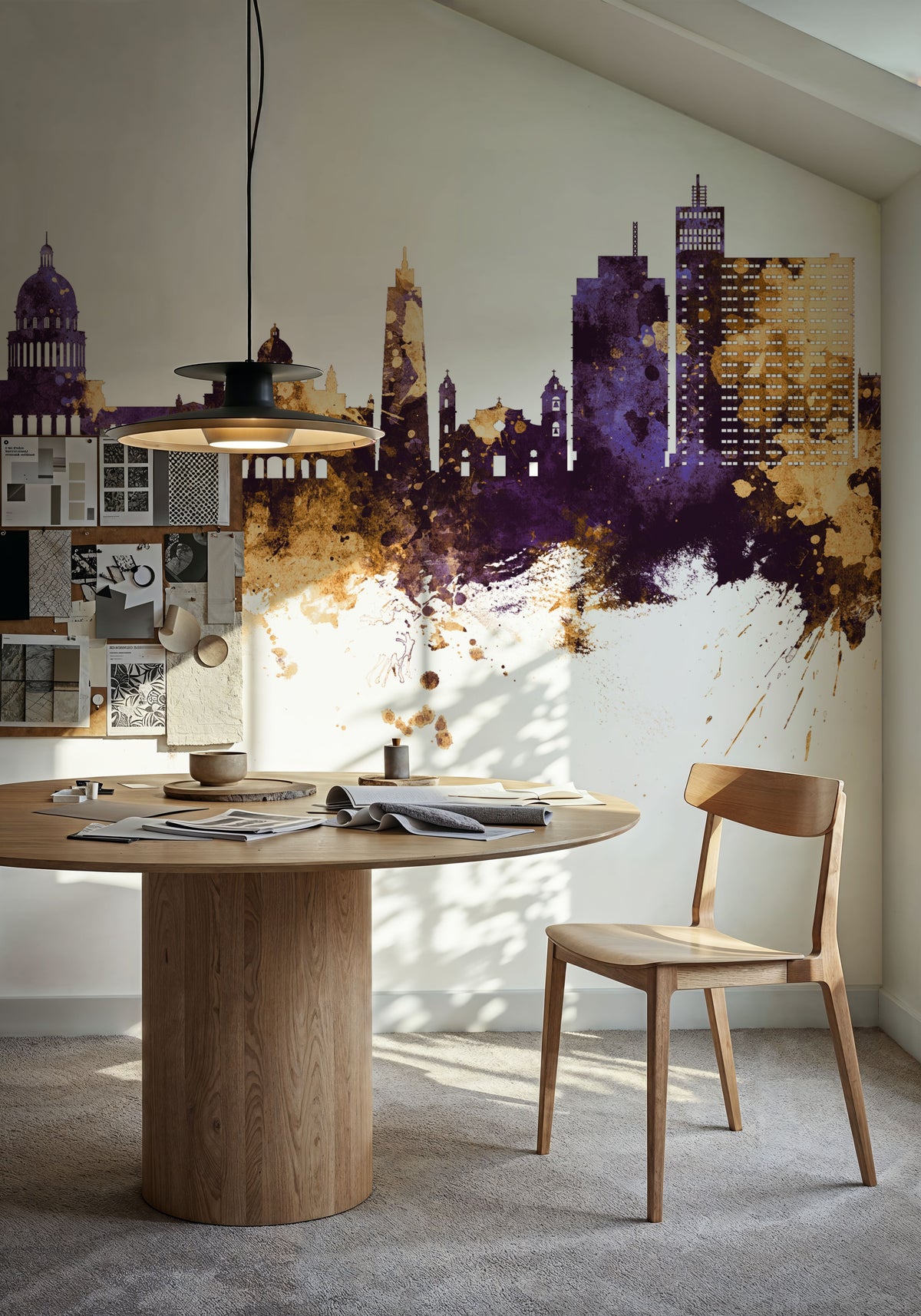 Havana Cuba Skyline Purple & Gold Mural Wallpaper - room preview 04