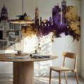 Havana Cuba Skyline Purple & Gold Mural Wallpaper - room preview 04
