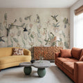 Tulips & Birds, Beige Mural Wallpaper - room preview 04