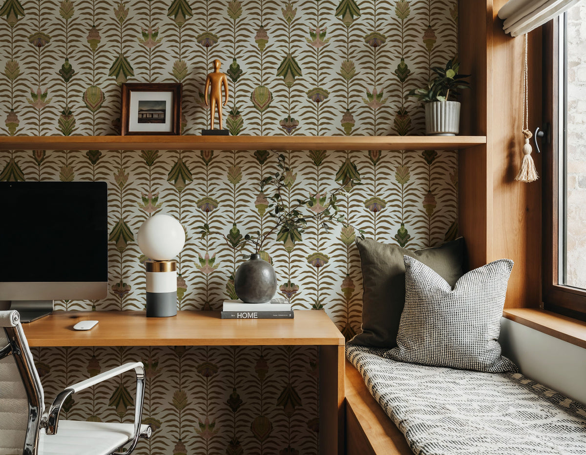 Marble Papers Flowers V.2, Spring Green Mural Wallpaper - room preview 04