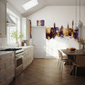 Lille France Skyline Purple & Gold Mural Wallpaper - room preview 04