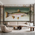 Rainbow Trout Birch Border Mural Wallpaper - room preview 04