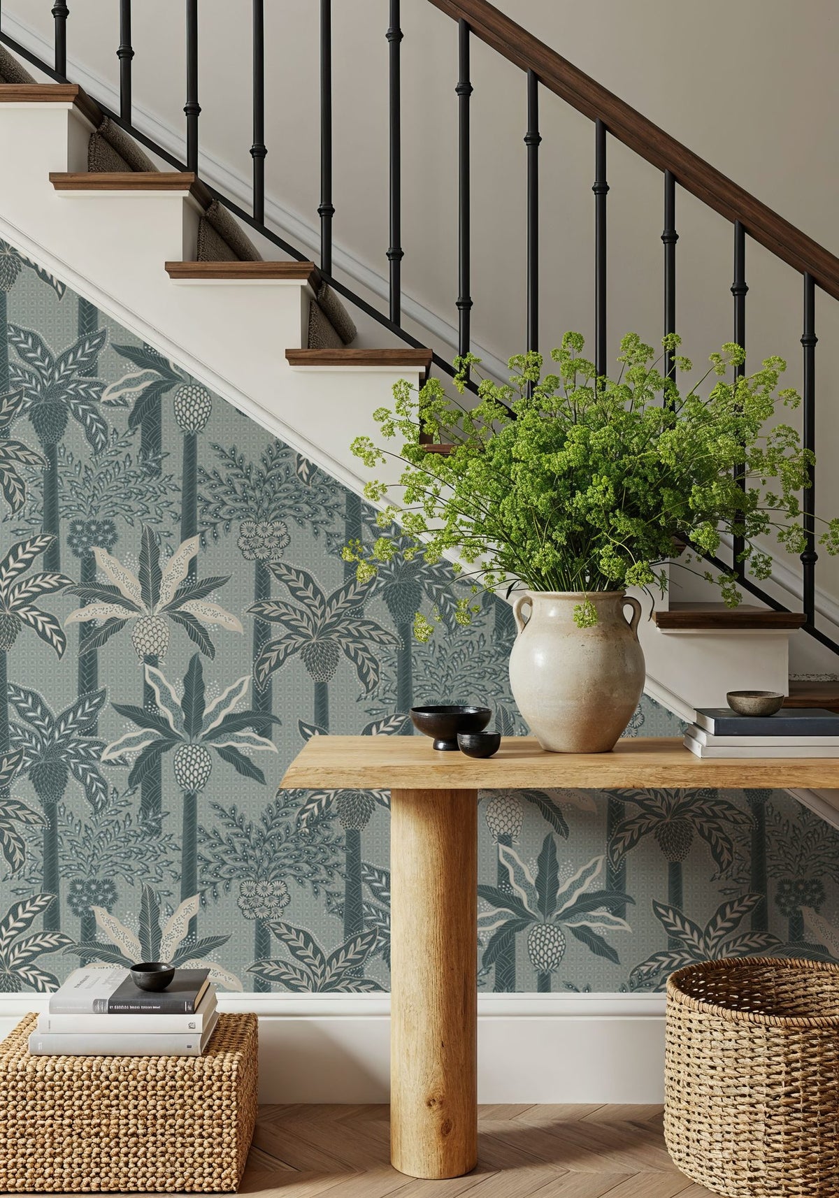 Palmera Luxe, Chalky Blue Mural Wallpaper - room preview 04