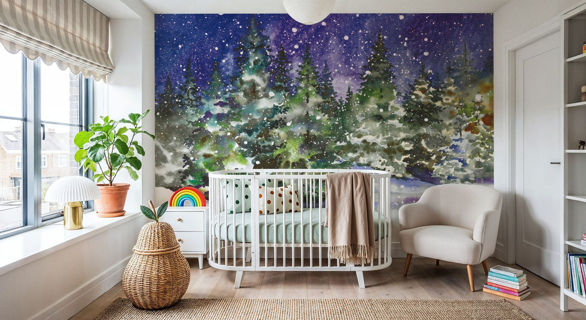 Winter Night Mural Wallpaper - room preview 04