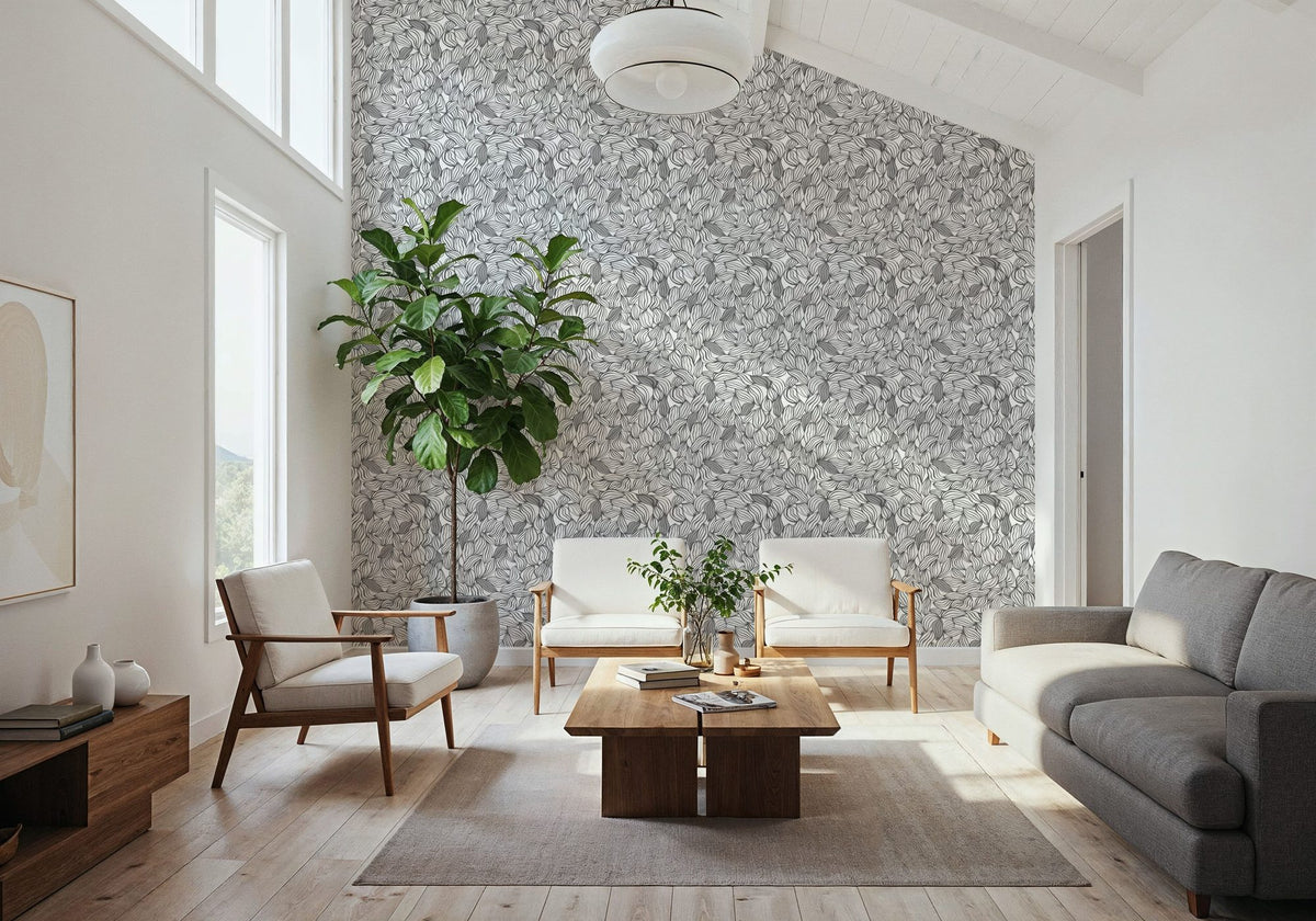 Negative Leaf, Stone Mural Wallpaper - room preview 04