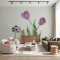 Lavender Tulip Watercolor Mural Wallpaper - room preview 04