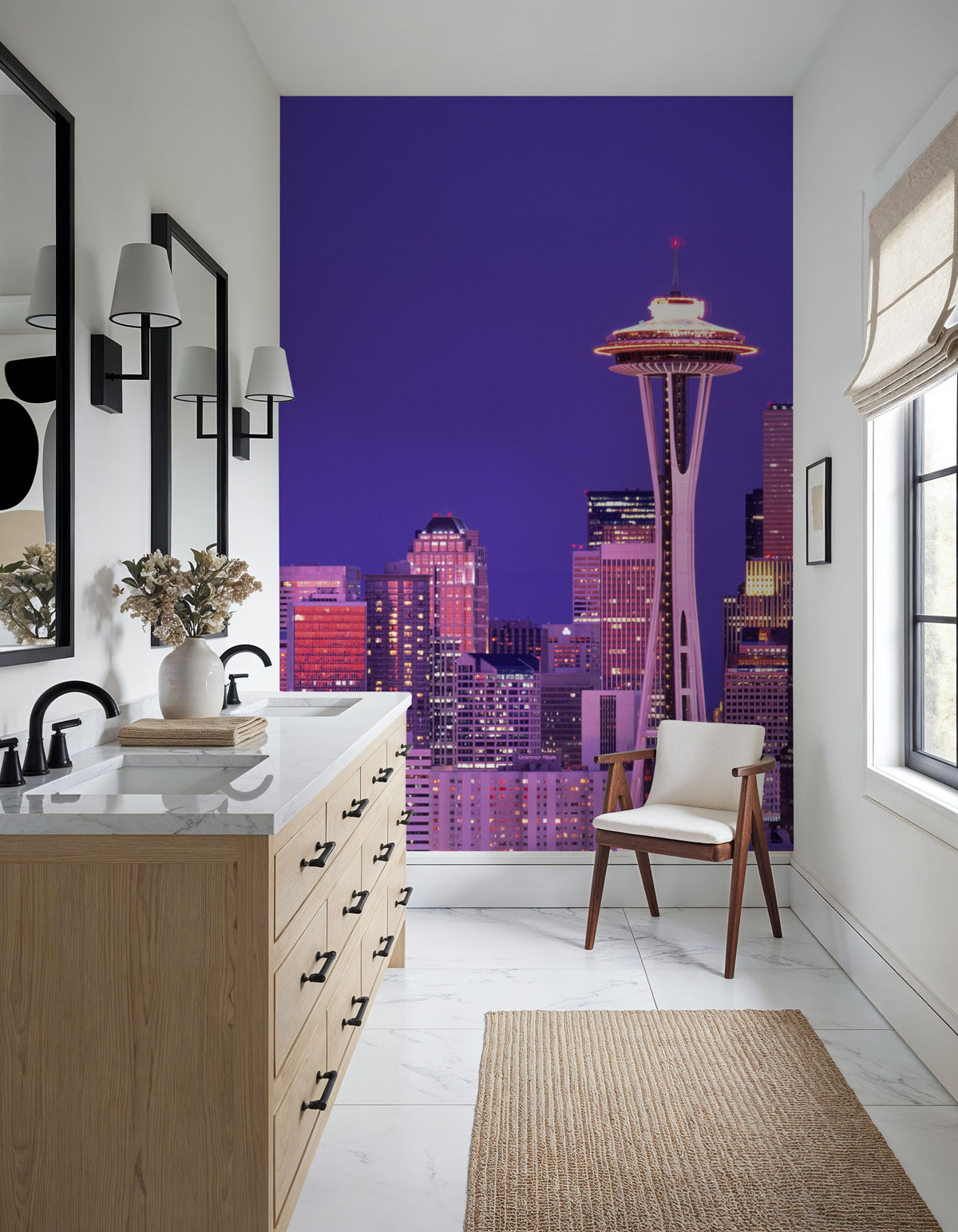 Purple Metropolis Mural Wallpaper - room preview 04