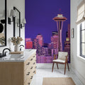 Purple Metropolis Mural Wallpaper - room preview 04