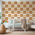 Fish Checkers, Warm Brown Mural Wallpaper - room preview 04