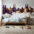 Nürnberg Germany Skyline Purple & Gold Mural Wallpaper - room preview 04