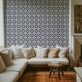 Temara Circle and Flower Mural Wallpaper - room preview 04