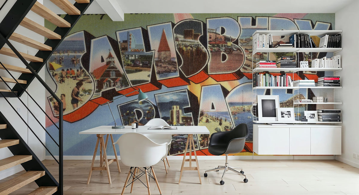 Greetings From Salisbury Beach Mural Wallpaper - room preview 04