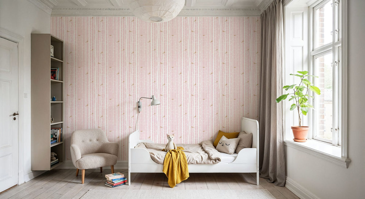 Forest View, Blush Mural Wallpaper - room preview 04