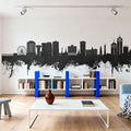 Virginia Beach Skyline Black & White Mural Wallpaper - room preview 04