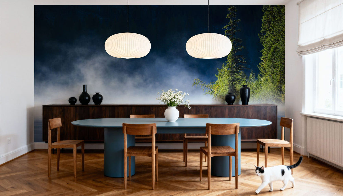Lakeshore Fog Mural Wallpaper - room preview 04