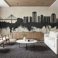 Long Beach California Skyline Concrete Mural Wallpaper - room preview 04