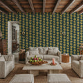Ditsy Floral Clusters, Dark Teal Mural Wallpaper - room preview 04