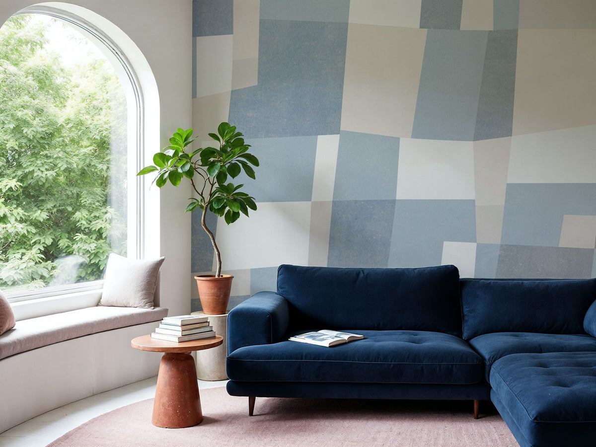 Abstract Fields, MIneral Blue Mural Wallpaper - room preview 04