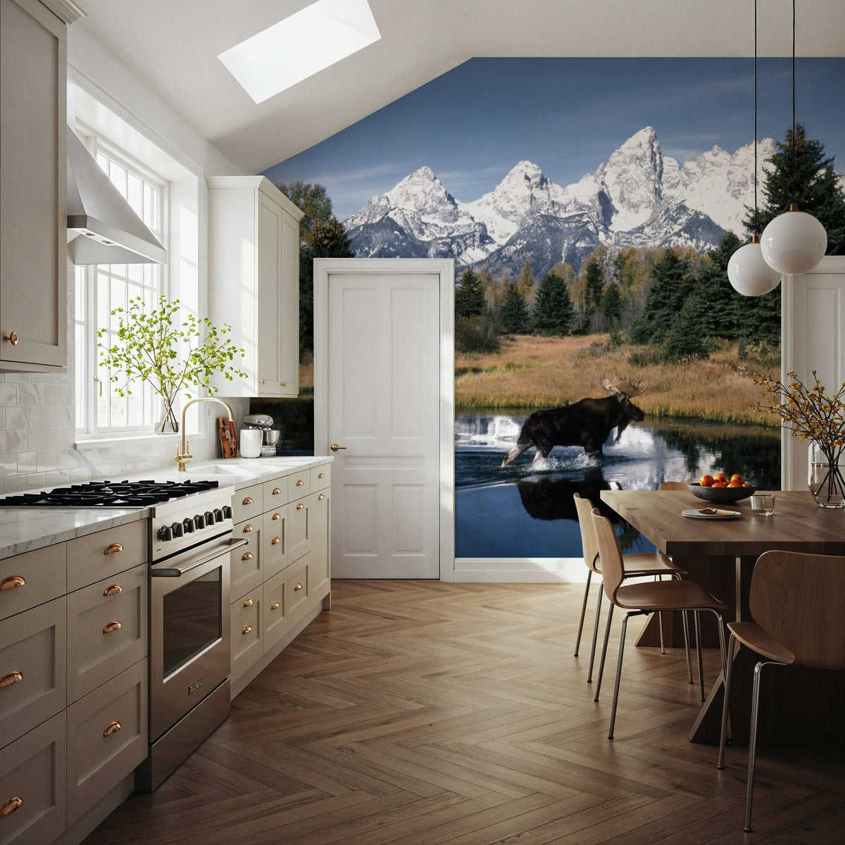 Mountain Moose Serenity Mural Wallpaper - room preview 04