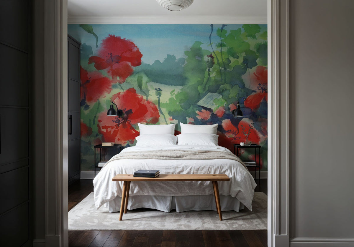 Poppy Reverie Mural Wallpaper - Neutral Tone - room preview 05