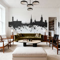 Stockholm Skyline Black & White Mural Wallpaper - room preview 04