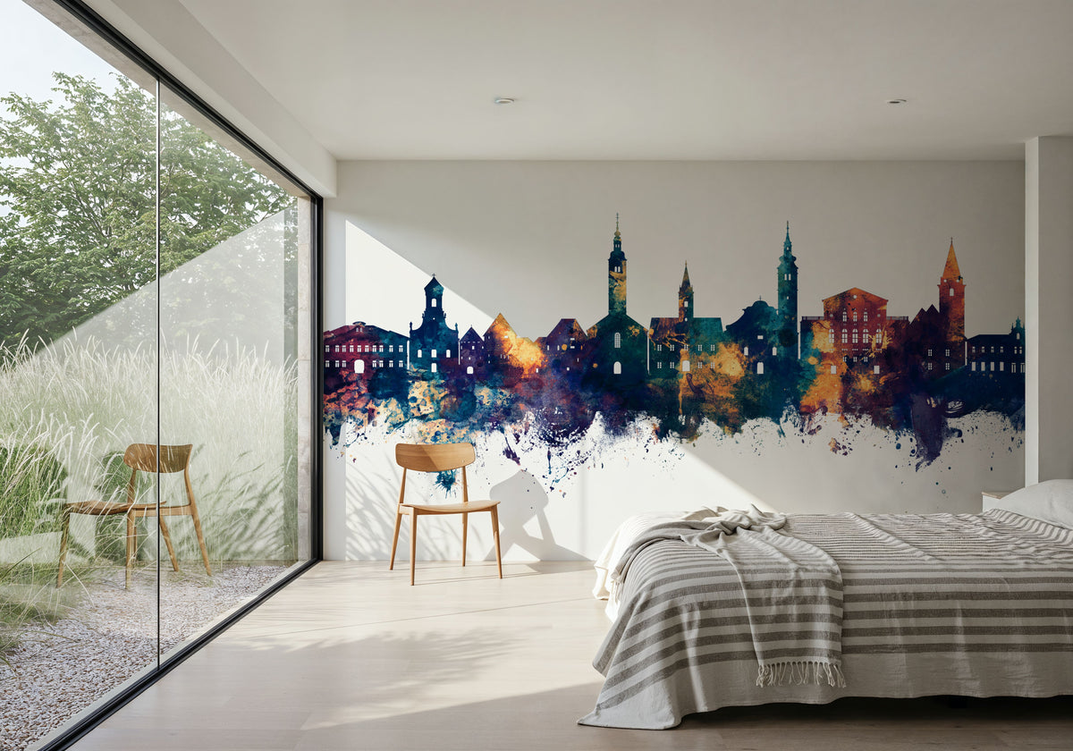 Varaždin Croatia Skyline Blue & Bronze Mural Wallpaper - room preview 04