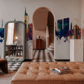 Portsmouth England Skyline Blue & Bronze Mural Wallpaper - room preview 04