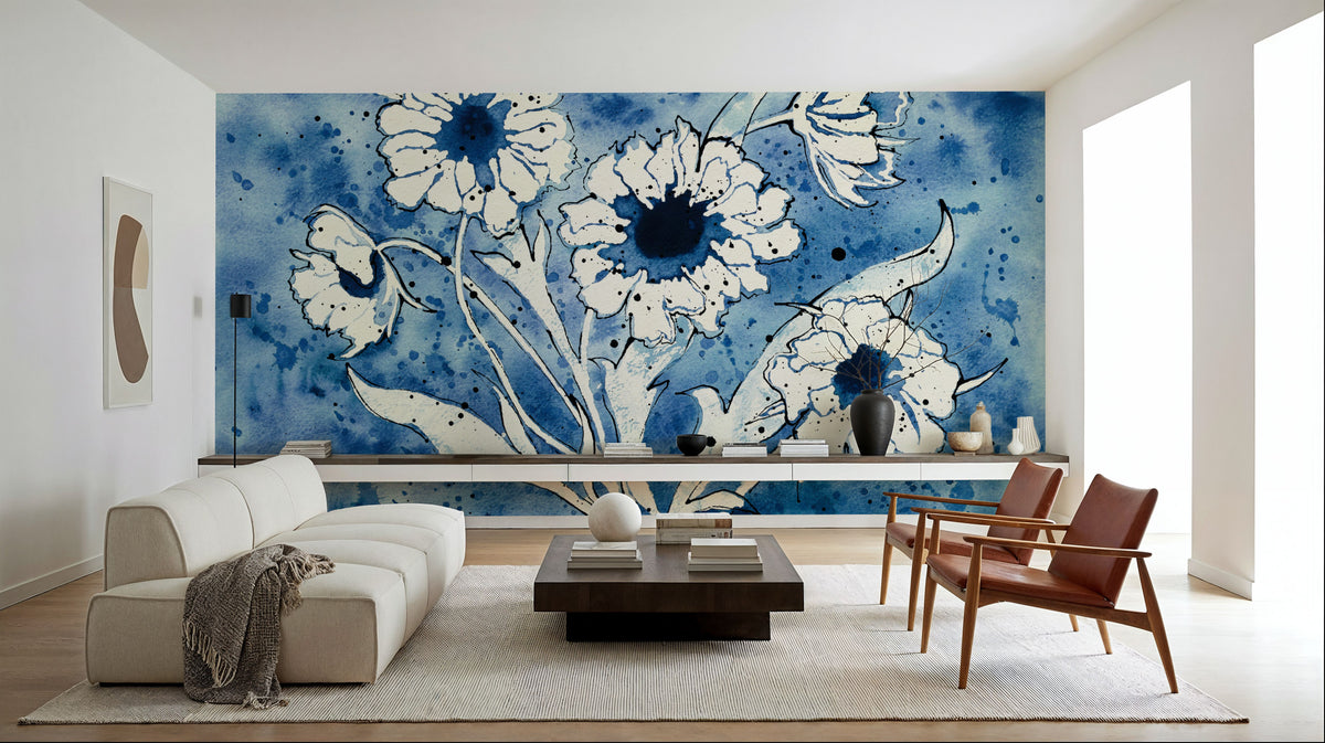 Batik Flowers Mural Wallpaper - room preview 04