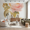 Garden Rose on White Mural Wallpaper - room preview 04