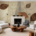 Bohemian Leaves IV Neutral Mural Wallpaper - room preview 04