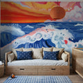 Waves Crashing with Sunset Mural Wallpaper - room preview 04