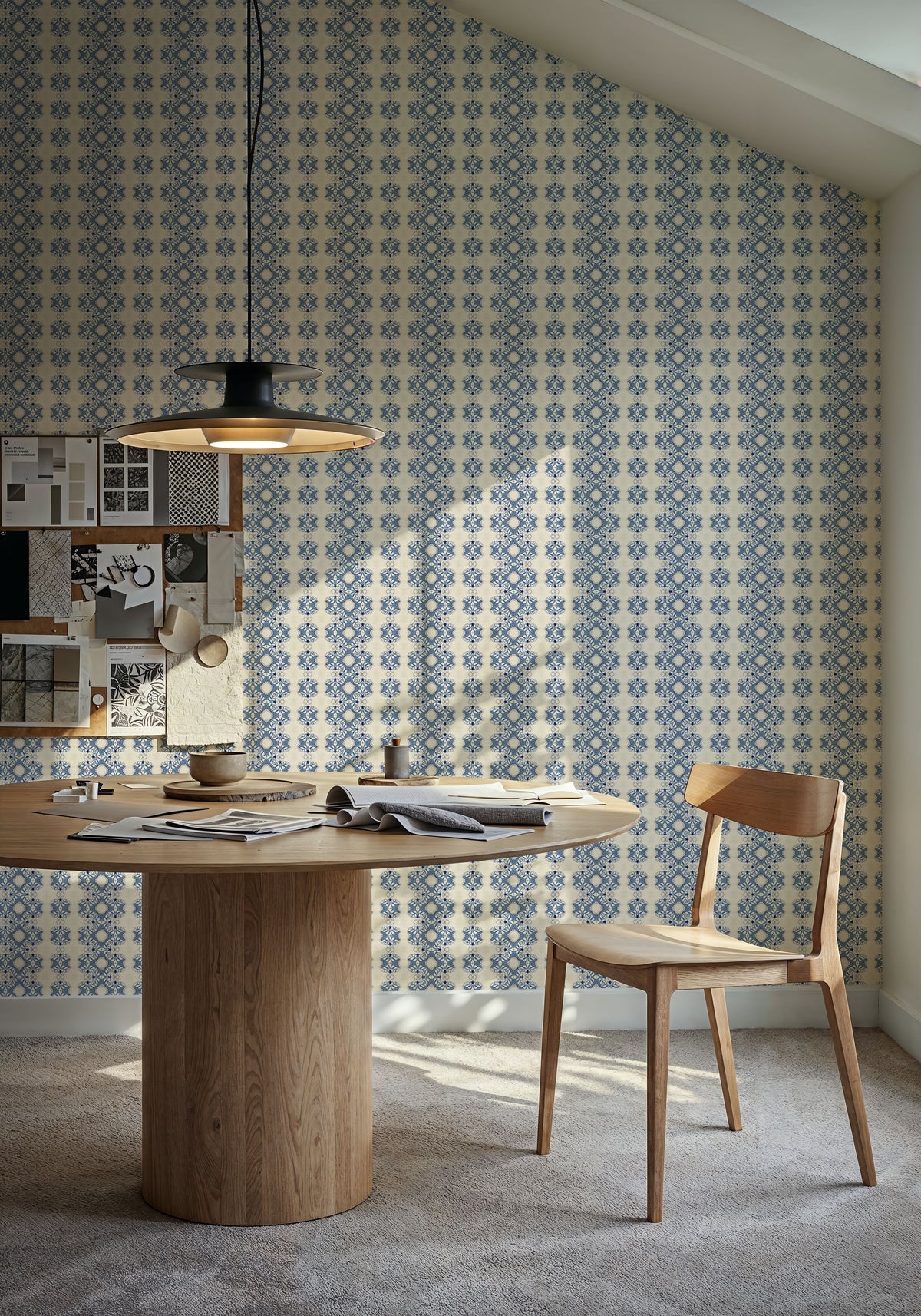 Nara Indigo Embroidery Mural Wallpaper - room preview 04