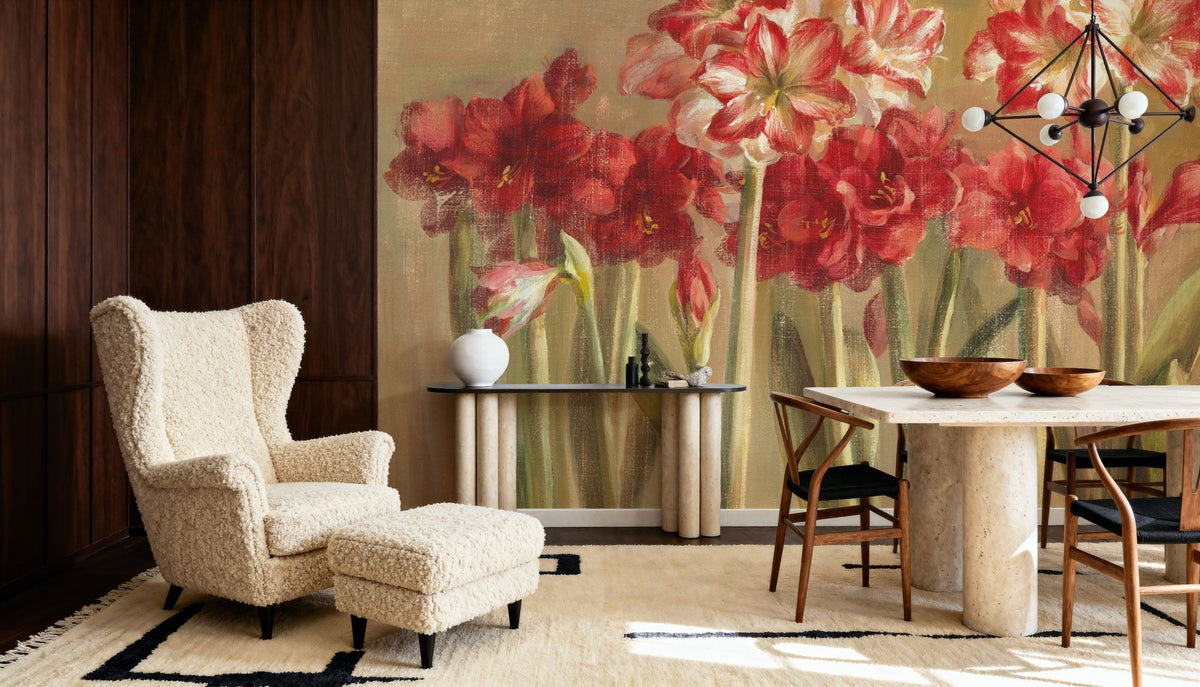 Winter Amaryllis Mural Wallpaper - room preview 04