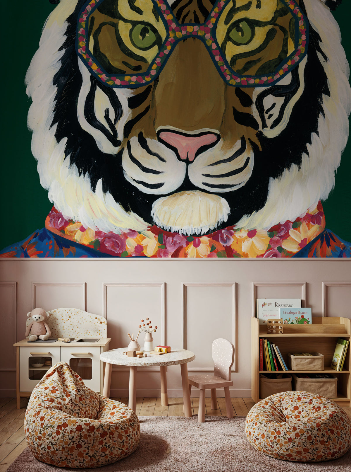 Miami Living Tiger Portrait Mural Wallpaper - room preview 04