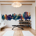Naples Italy Skyline Blue & Bronze Mural Wallpaper - room preview 04