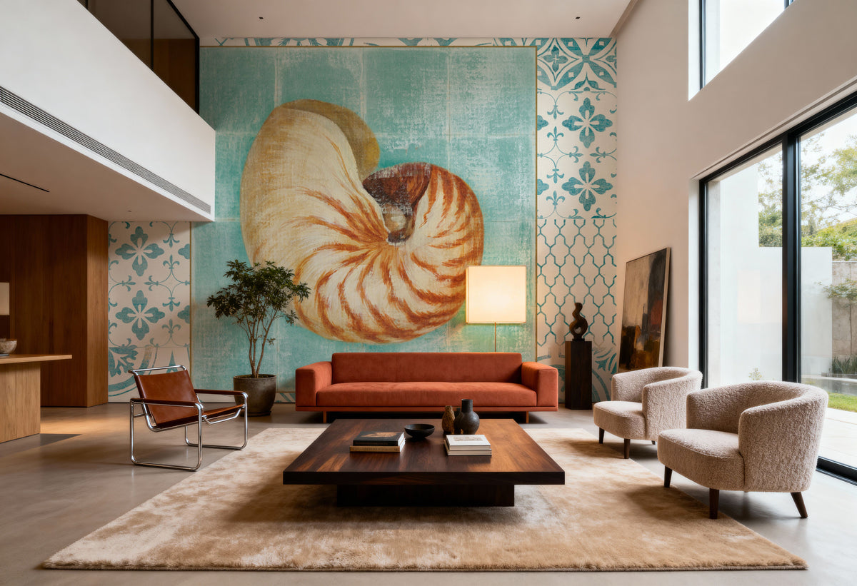 Shell Tiles II Mural Wallpaper - room preview 04