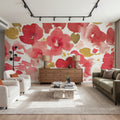 Floral Flow I Red Gold Mural Wallpaper - room preview 04